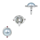 SR-6075-CO4 Sterling Silver Ring With Grey Mabe Pearl And Garnet Jewelry Bali Designs Inc 6
